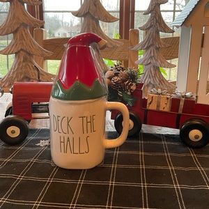 Rae Dunn “Deck The Halls” mug with topper